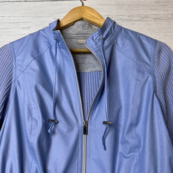 Chicos Zenergy Jacket Womens Size 0/Small Light Periwinkle Knit Mix Long Sleeve - Picture 9 of 15